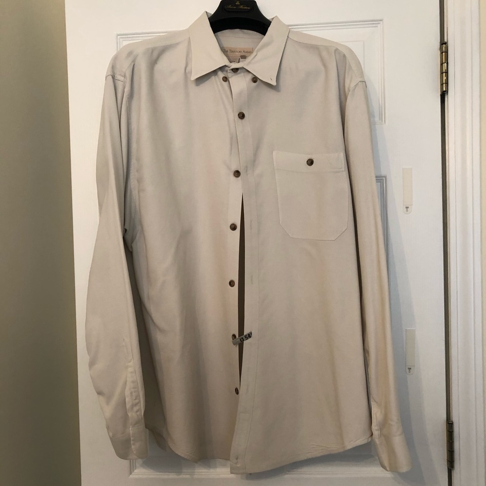 Cream Silk Territory Ahead Men’s Button Down Shirt